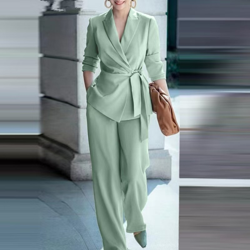 ⏰ Now only 50% off!⏰Women's Elegant Tie-Waist Blazer & Wide-Leg Pants Suit Set – Flattering Silhouette, Breathable Fabric & Effortless Versatility ✨👗