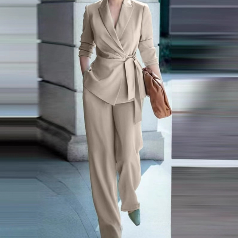 ⏰ Now only 50% off!⏰Women's Elegant Tie-Waist Blazer & Wide-Leg Pants Suit Set – Flattering Silhouette, Breathable Fabric & Effortless Versatility ✨👗