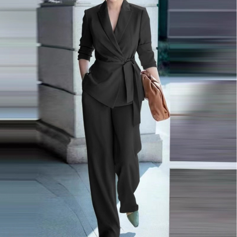 ⏰ Now only 50% off!⏰Women's Elegant Tie-Waist Blazer & Wide-Leg Pants Suit Set – Flattering Silhouette, Breathable Fabric & Effortless Versatility ✨👗